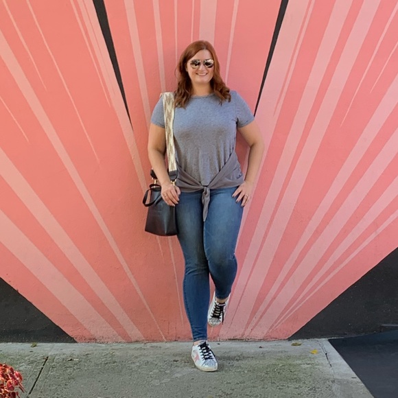 All Saints Tops - AllSaints Yato Tie Front Tee Gray T-Shirt